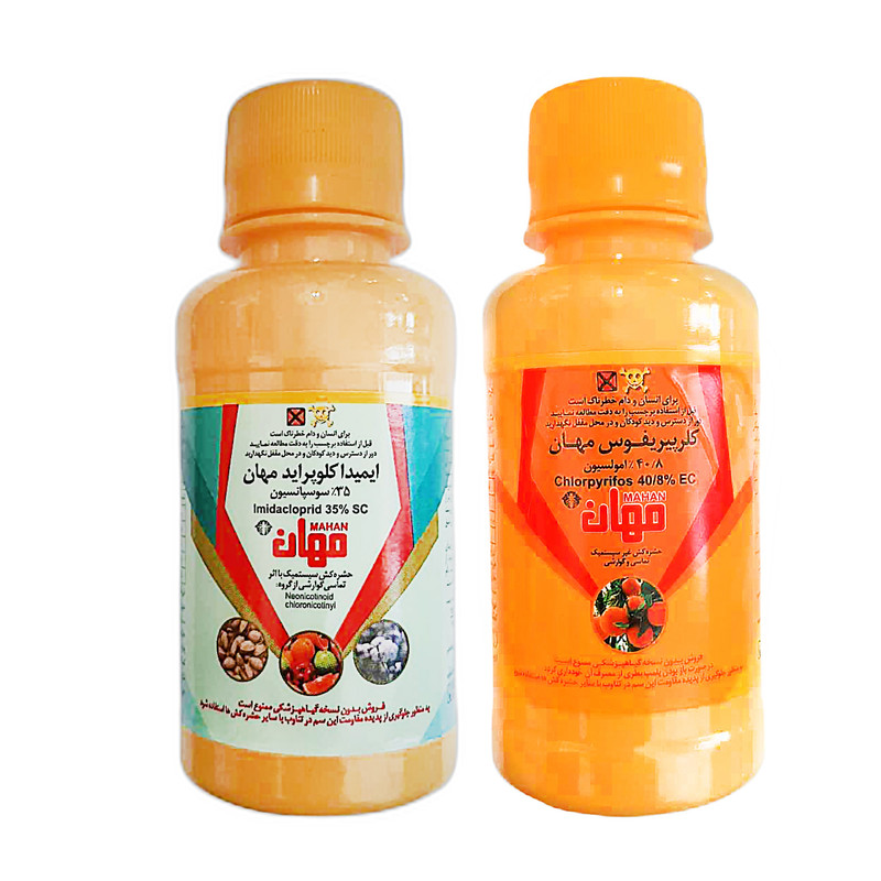 پک حشره کش ایمیداکلوپراید و کلرپیریفوس مهان مدل کنفیدور دورسبان حجم 100 میلی لیتر پک حشره کش ایمیداکلوپراید و کلرپیریفوس مهان مدل کنفیدور دورسبان حجم 100 میلی لیتر