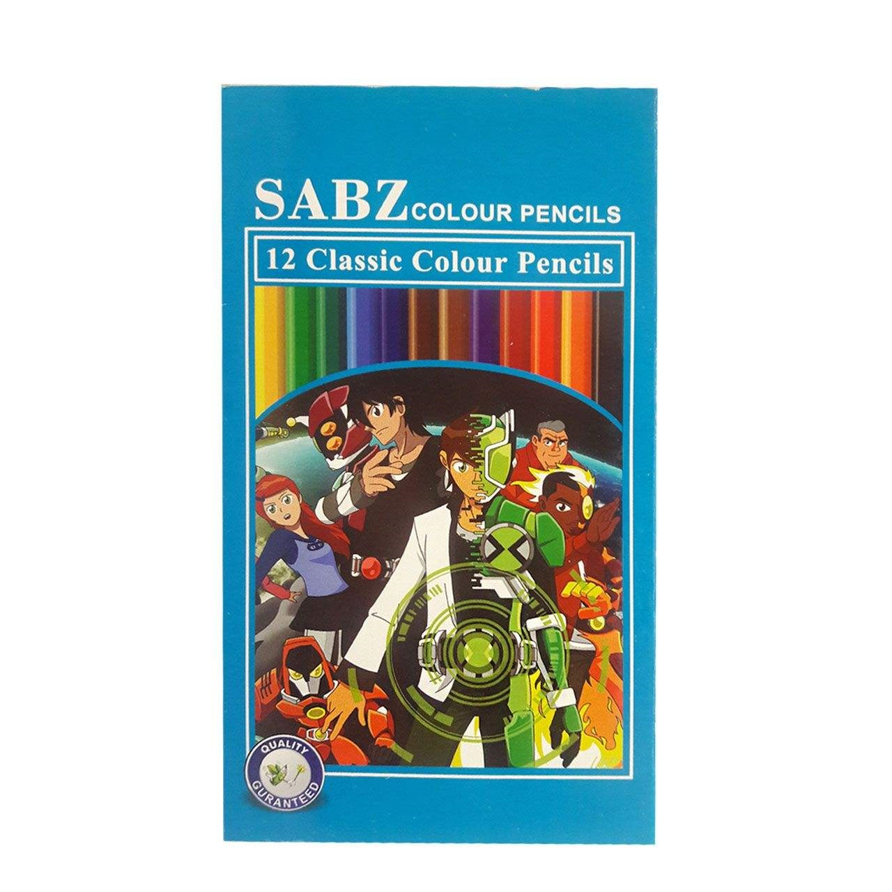 مداد رنگی 12 رنگ سبز طرح بن تن کد 11
