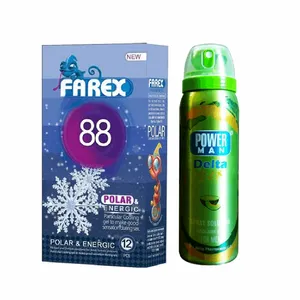 کاندوم فارکس مدل Polar 88 بسته 12 عددی به همراه اسپری پاورمن مدل Cinderella وزن 60 گرم