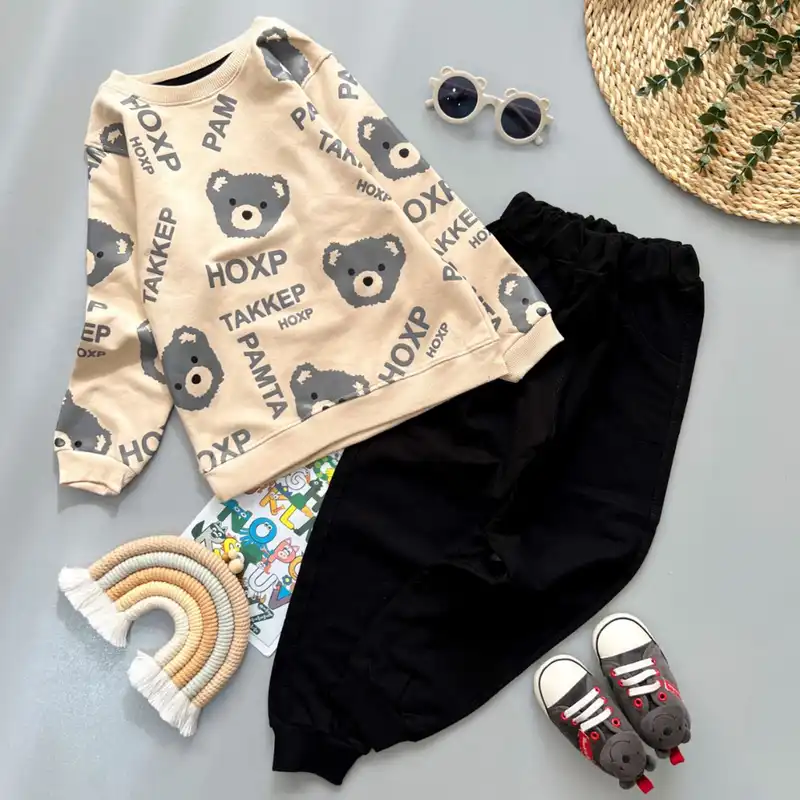 ست سویشرت و شلوار بچگانه مدل خرس کد H0XP