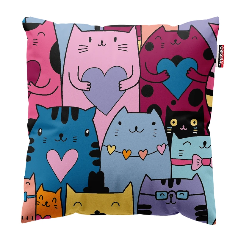 کوسن پاد آفرین مدل کارتونی طرح گربه کد PK403721 سایز 40*40 سانتی متر