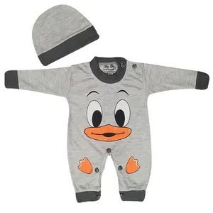 ست سرهمی و کلاه نوزادی مدل Duckling رنگ طوسی