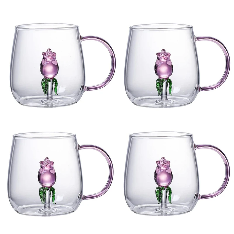 لیوان مدل داخل گلدار بروسیلیکات کد 1369n 2666 بسته چهار عددی 