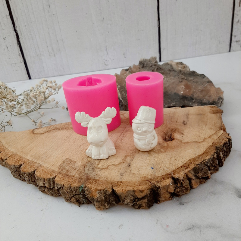 قالب شمع مدل ست کریسمسی طرح آدم برفی و گوزن بسته 2 عددی