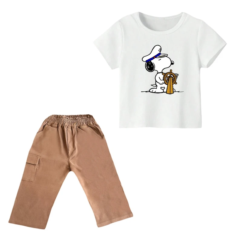 ست تی شرت و شلوارک پسرانه مدل اسنوپی کد ۳۹