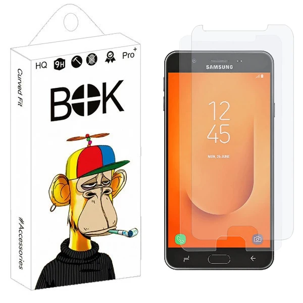 محافظ صفحه نمایش شیشه ای بوک مدل Transparent Plus مناسب برای گوشی موبایل سامسونگ Galaxy J7 Prime / J7 Prime 2 بسته دو عددی