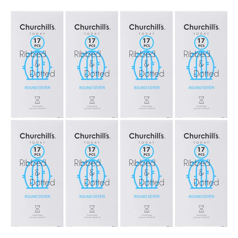 کاندوم چرچیلز مدل CHC_ribbed&dotted-roundseven مجموعه 8 عددی
