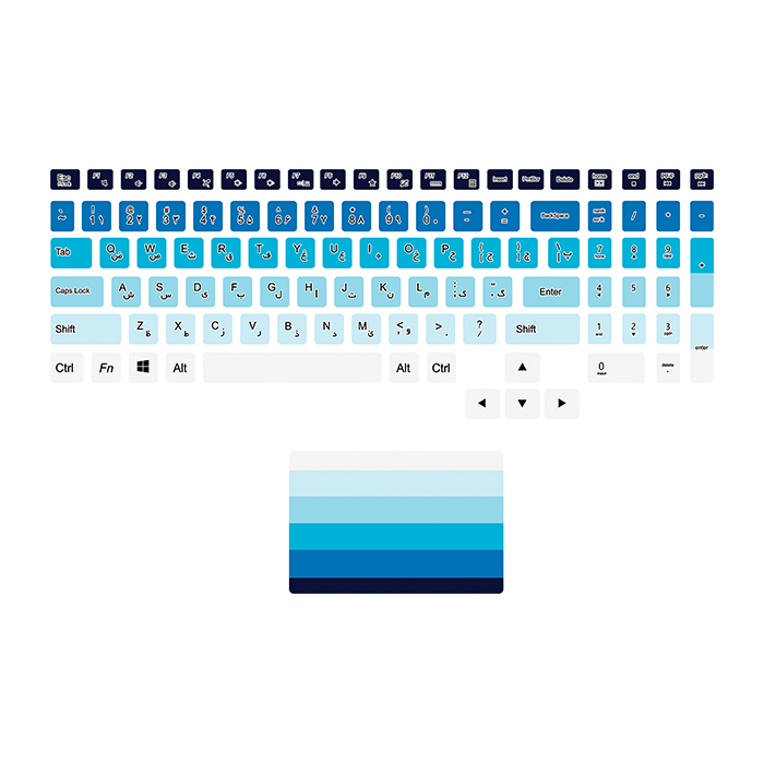 برچسب حروف فارسی کیبورد توییجین و موییجین مدل colors 04 مناسب برای لپ تاپ لنوو Legion به همراه استیکر تاچ پد