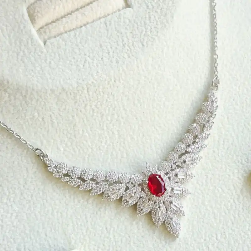 نیم ست نقره زنانه مدل برلیان اناری کد 0121