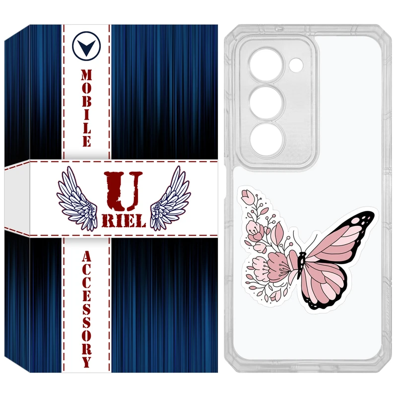 کاور یوریل مدل Clear کد 98 طرح پروانه مناسب برای گوشی موبایل شیائومی Redmi 15 4G