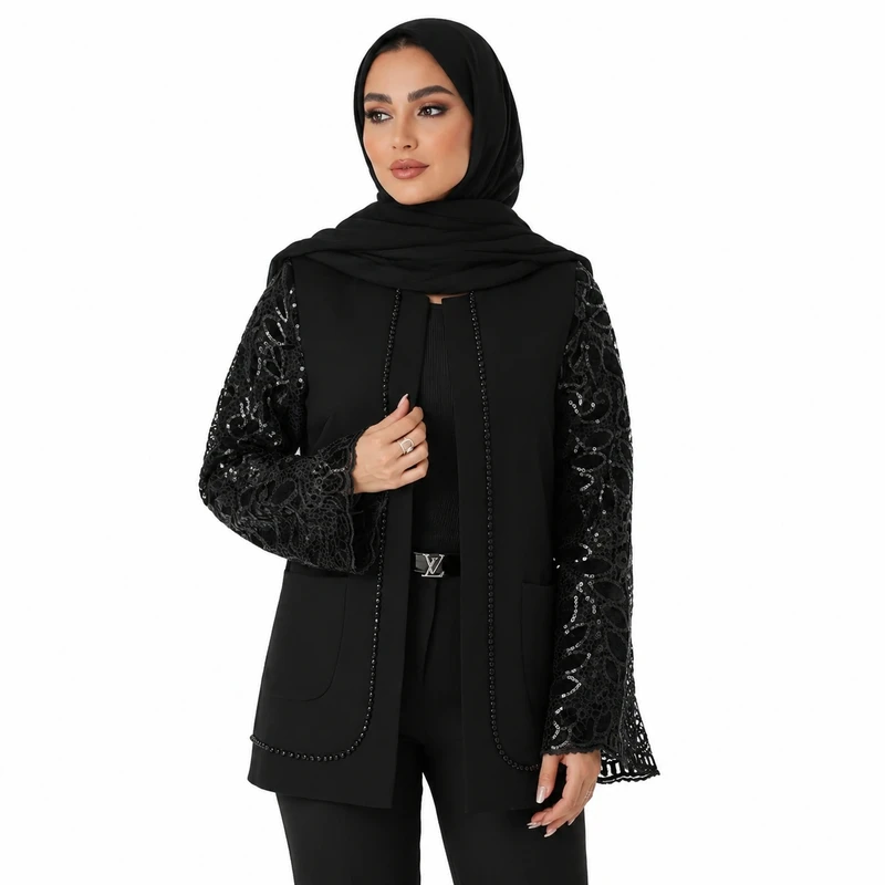 کت رسمی زنانه مدل آستین گیپور شری