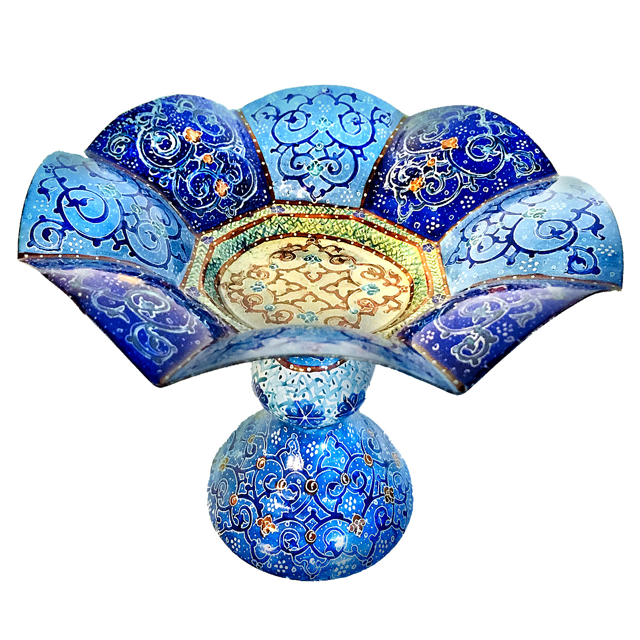 شیرینی خوری میناکاری آسمانی طرح گلبرگ فیروزه مدل Conf-3-B1725