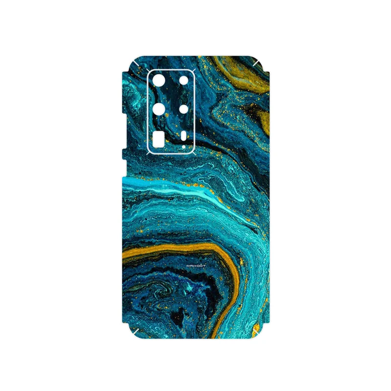 برچسب پوششی ماهوت مدل Turquoise marblewith golden streaks مناسب برای گوشی موبایل هوآوی P40 Pro Plus
