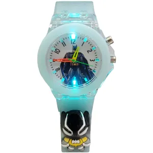ساعت مچی عقربه ای بچگانه مدل چراغدار بند سیلیکونی ضد حساسیت طرح بتمن