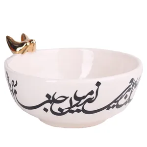 کاسه سرامیک بهرامی طرح سیاه مشق دو پرنده کد B09