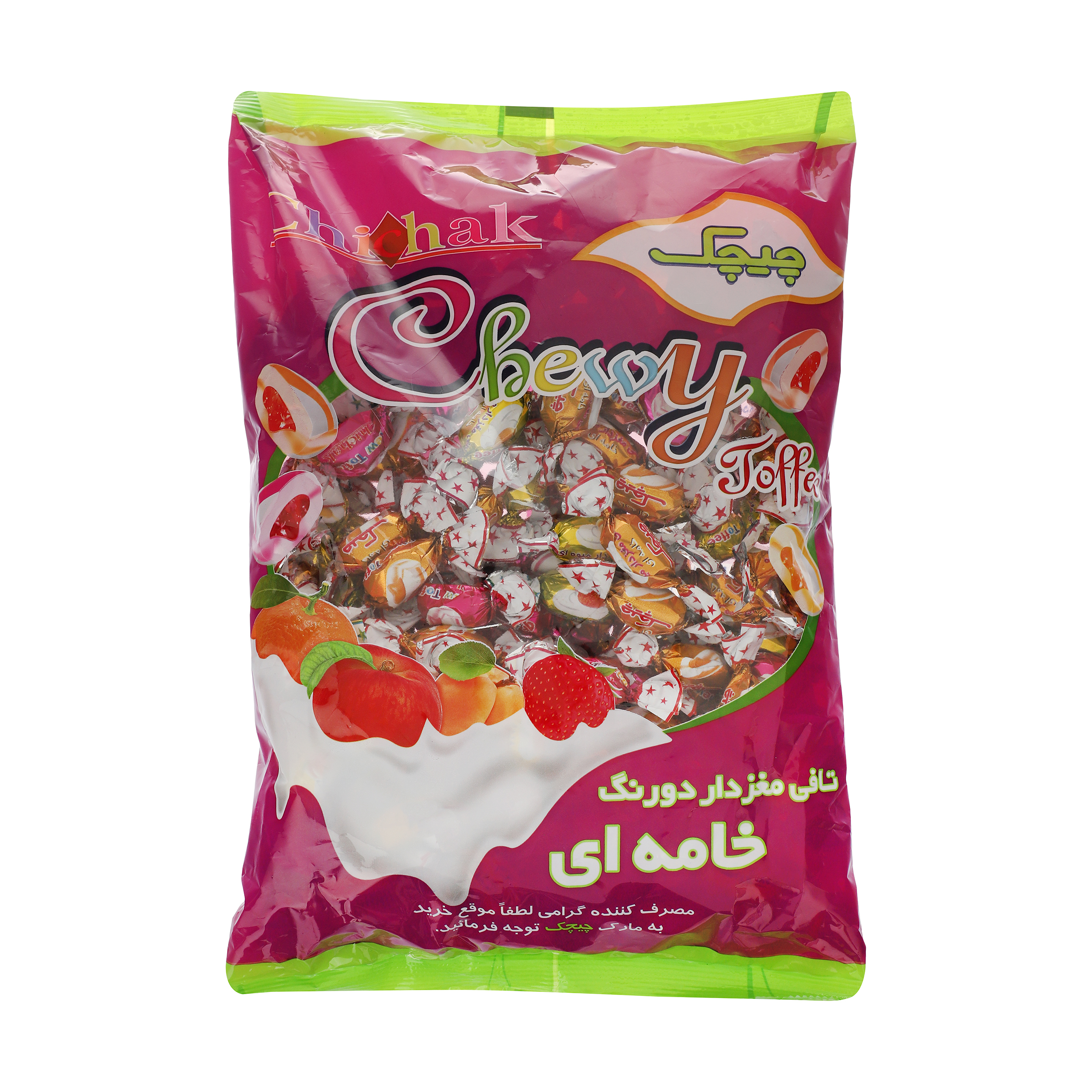 تافی مغزدار دو رنگ خامه ای چیچک - 1 کیلوگرم