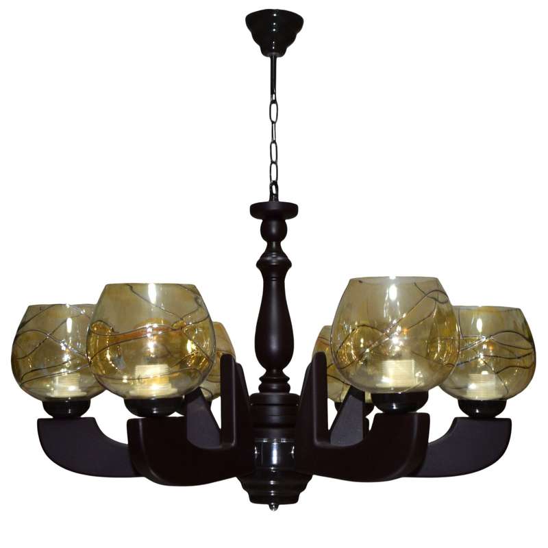 لوستر چوبینه 6 شعله کد C118/6
