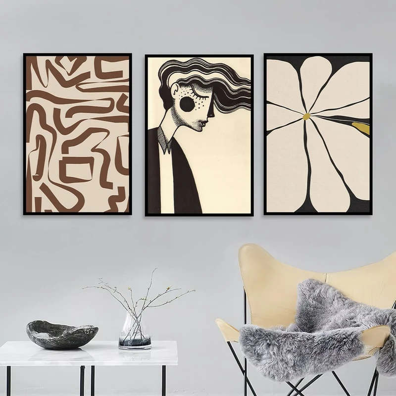 تابلو بکلیت طرح نقاشی مدرن مدل شاین اکلیلی B-1111 مجموعه 3 عددی