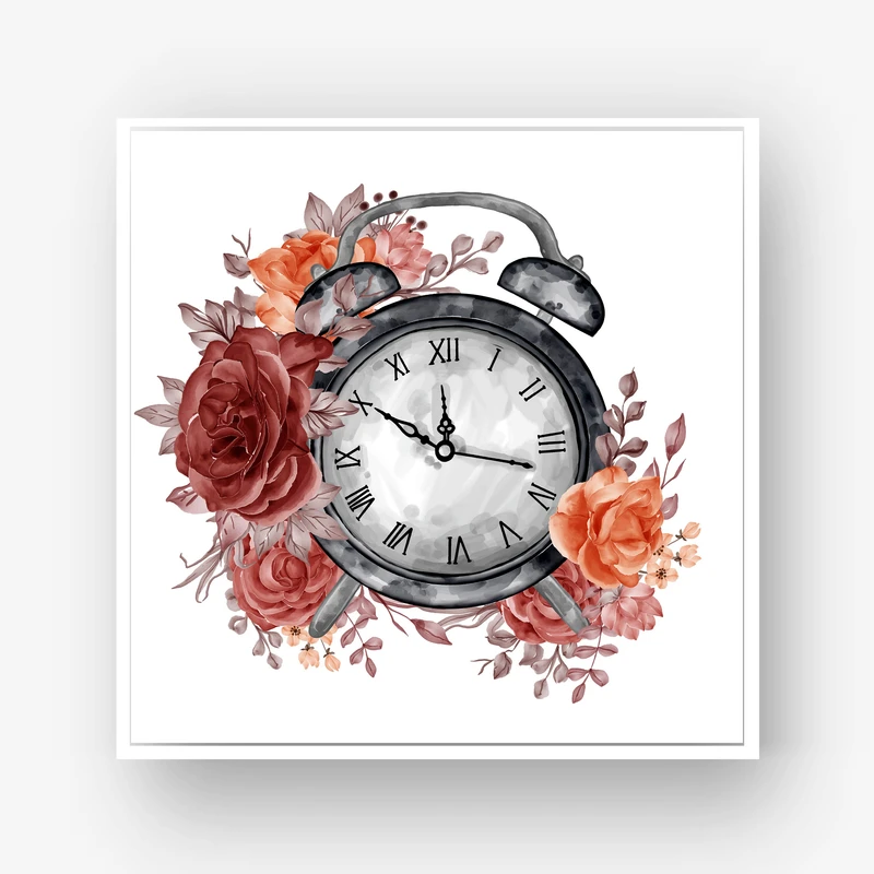 تابلو مدل دکوراتیو طرح ساعت و گل کد 0469