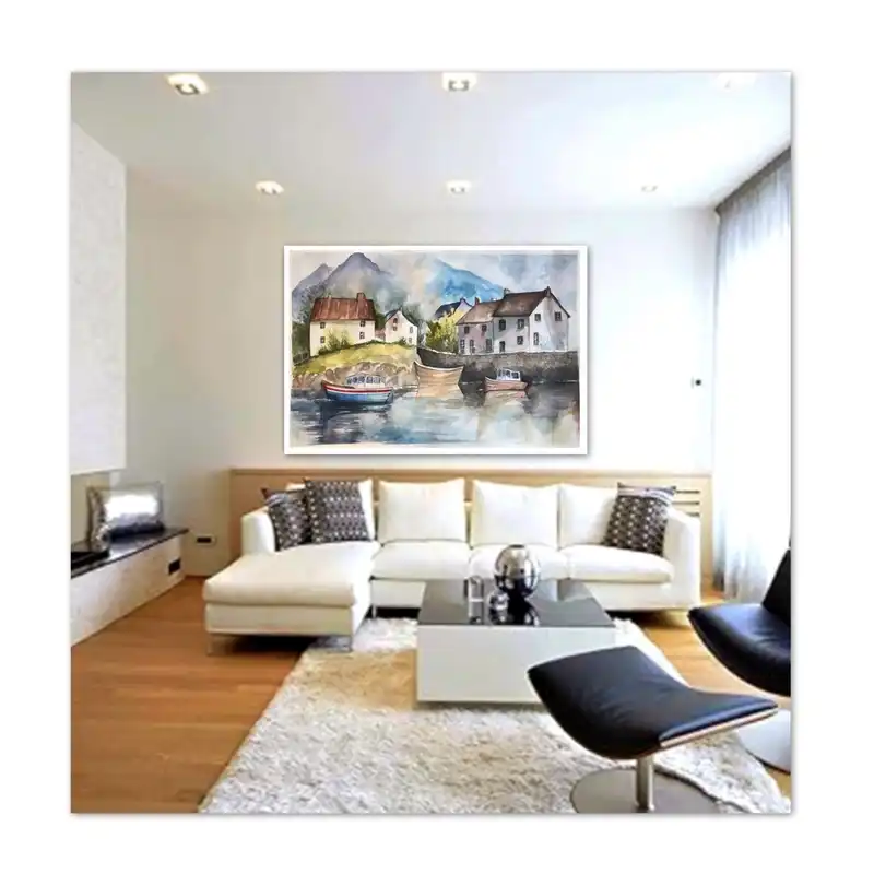 نقاشی آبرنگ مدل دهکده