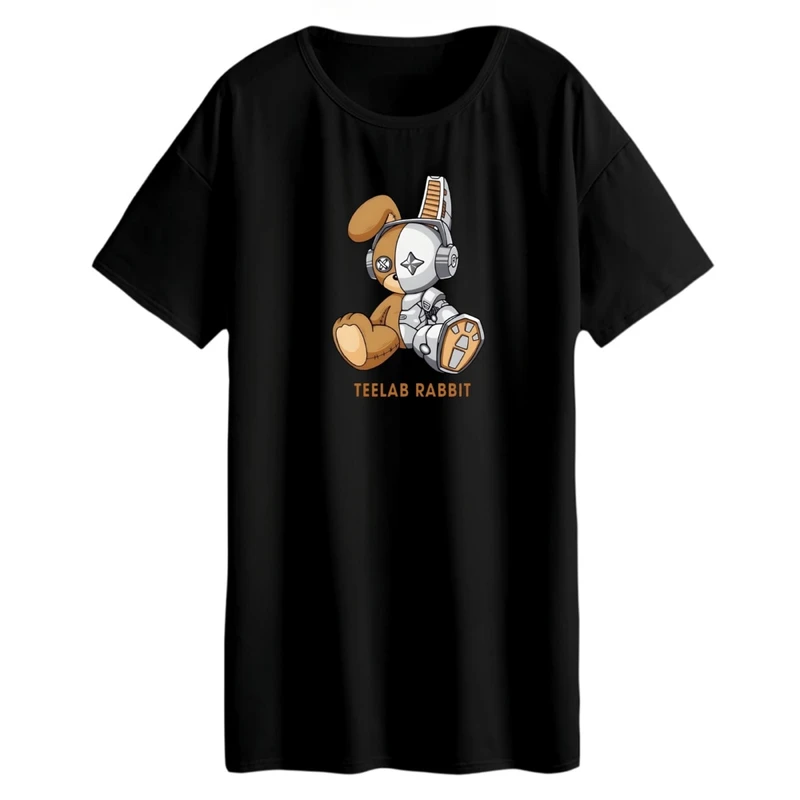 تی شرت لانگ زنانه مدل خرگوش رباتی