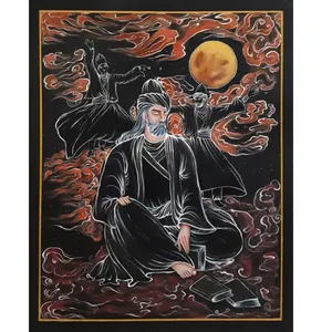 تابلو نقاشی رنگ روغن طرح نگارگری مدل مولانا