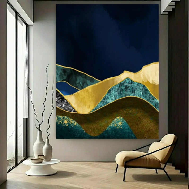 تابلو بوم طرح مخمل نقاشی انتزاعی طبیعت مدل کوهستان کد BK23640