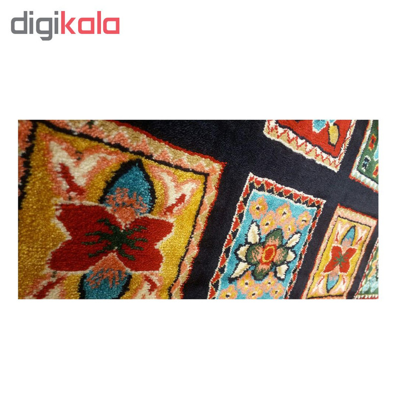 فرش ماشینی طرح خشتی گل کد0020 زمینه سرمه ای