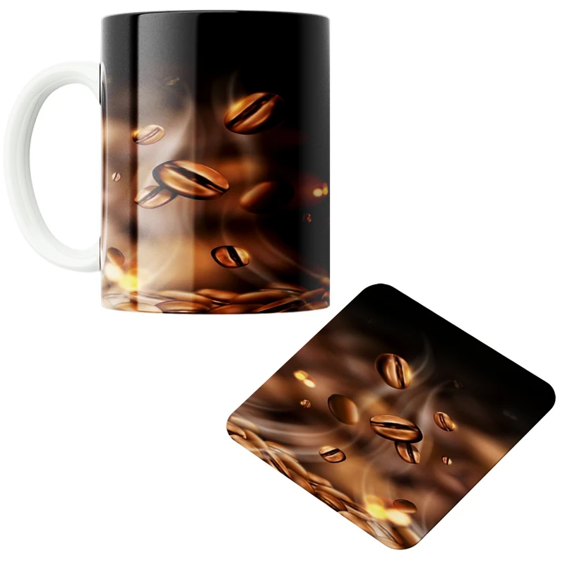 ماگ پاد آفرین مدل دانه قهوه  کد 01 به همراه زیر لیوانی