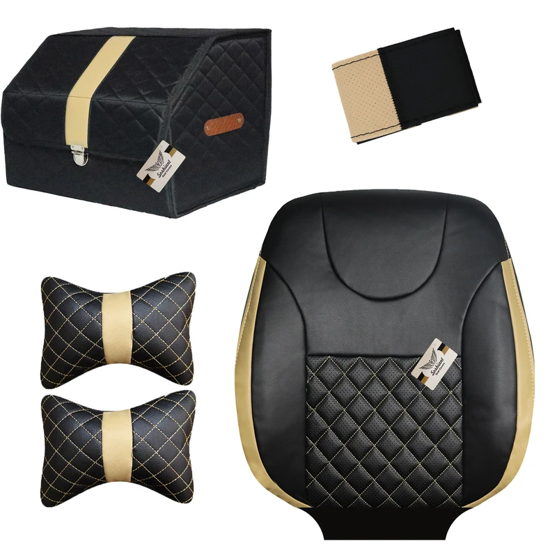   روکش صندلی خودرو سوشیانت مدل ملفیس مناسب برای پژو پارس به همراه پشت گردنی و نظم دهنده و دور فرمان