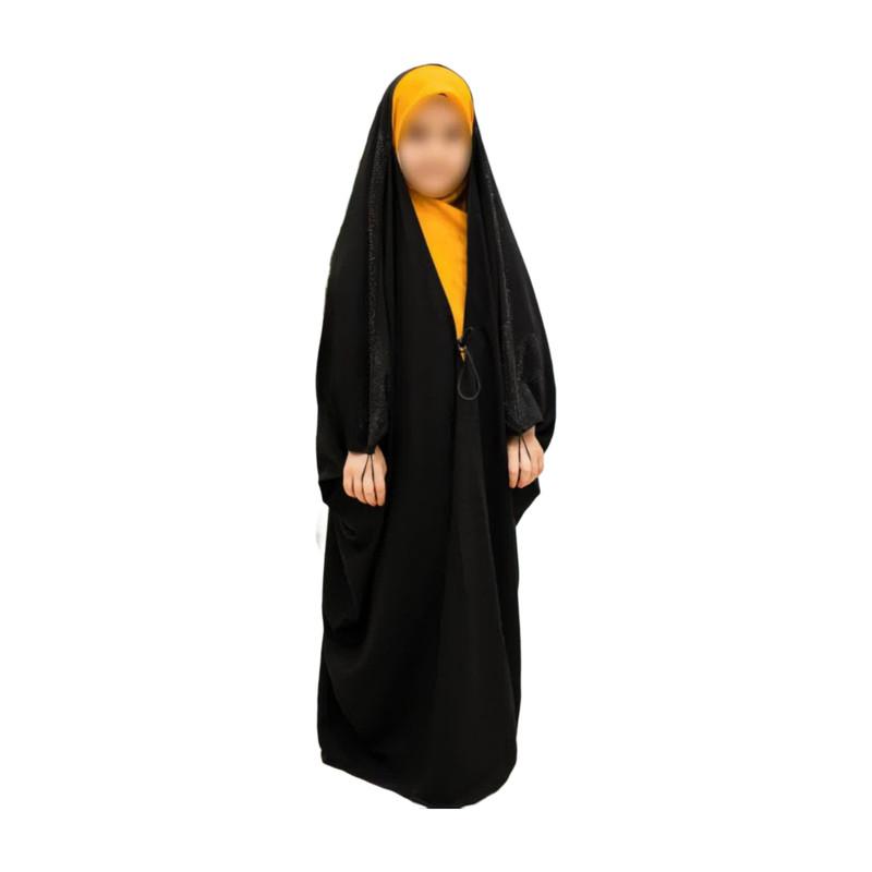 چادر نماز دخترانه مدل عربی نگین خطی حریرالاسود چادر نماز دخترانه مدل عربی نگین خطی حریرالاسود