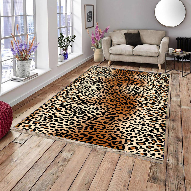 فرش پارچه ای مدل ترمزدار طرح پلنگی کد 11316 فرش پارچه ای مدل ترمزدار طرح پلنگی کد 11316