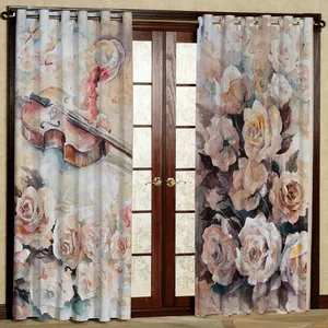 پرده مدل گل دار مخمل پانچی کد 1395 سایز 140x280 سانتی متر