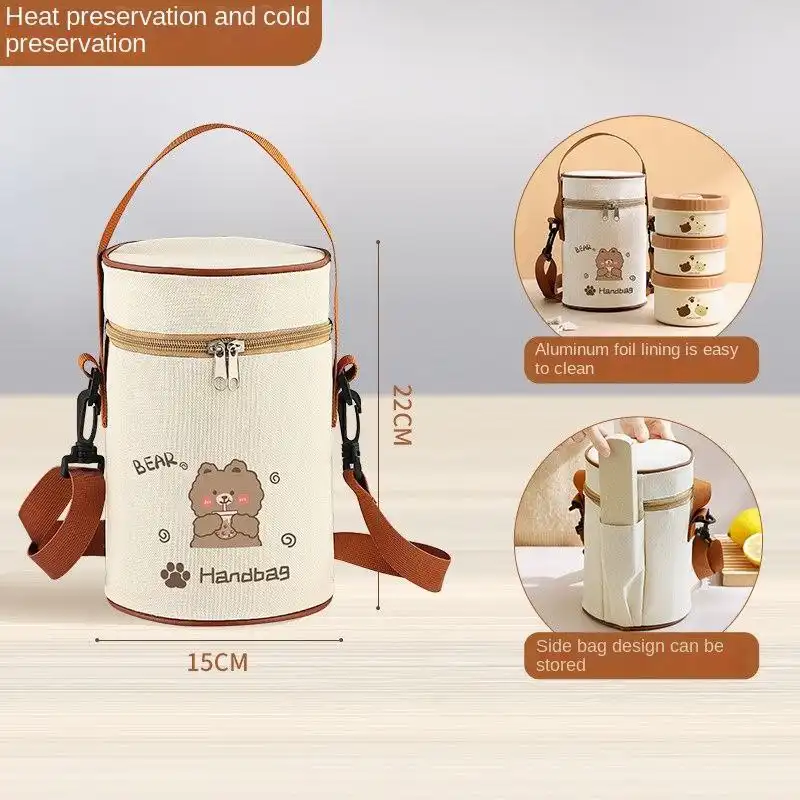 ظرف سفری مدل دو طبقه به همراه ست قاشق و کیف