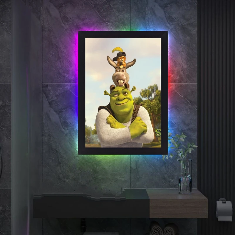 تابلو نوری طرح انیمه شرک مدل کنترلی مولتی کالر RGB