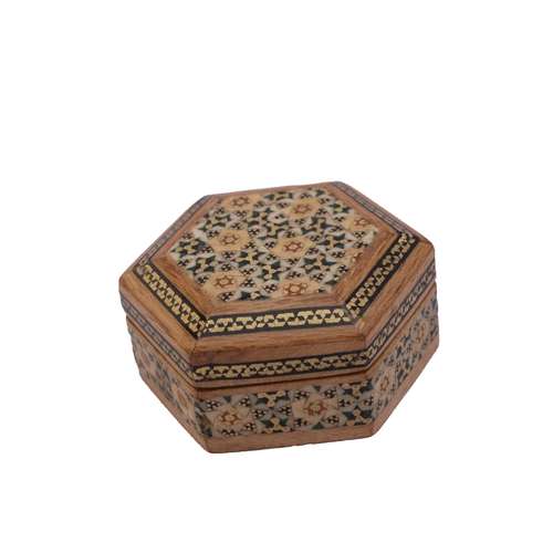 جعبه سکه خاتم کاری مدل شش گوشه کد 107