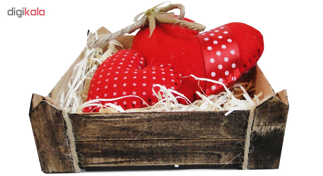 ست کادویی طرح قلب عشق مدل Love Box همراه 3 عدد قلب چوبی