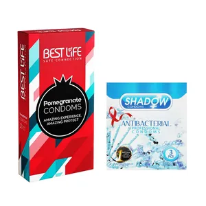 کاندوم بست لایف مدل Pomegranate بسته 12 عددی به همراه کاندوم شادو مدل Anti Bacterial بسته 3 عددی 