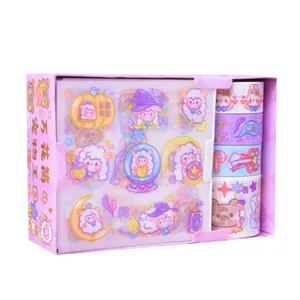  چسب نواری مدل واشی طرح فانتزی دخترانه به همراه استیکر کد3 مجموعه 8عددی