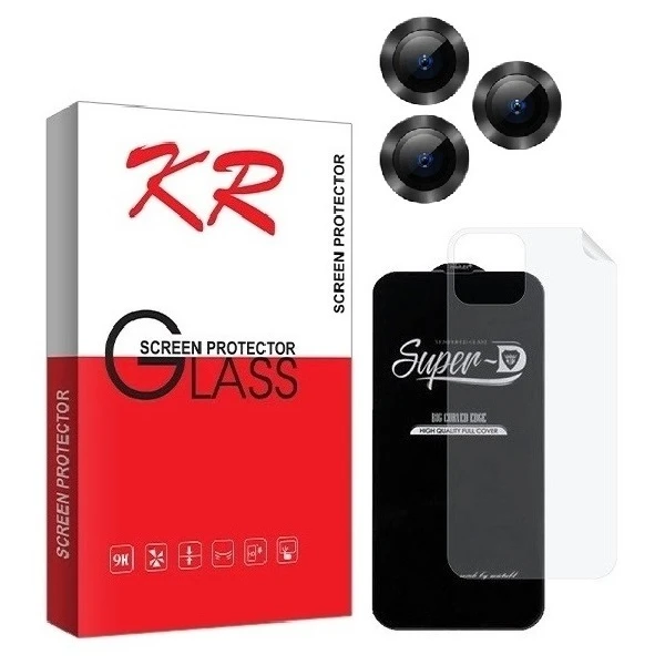 محافظ صفحه نمایش کی آر مدل 2SN مناسب برای گوشی موبایل اپل iPhone 11 Pro Max به همراه محافظ پشت گوشی و محافظ لنز دوربین
