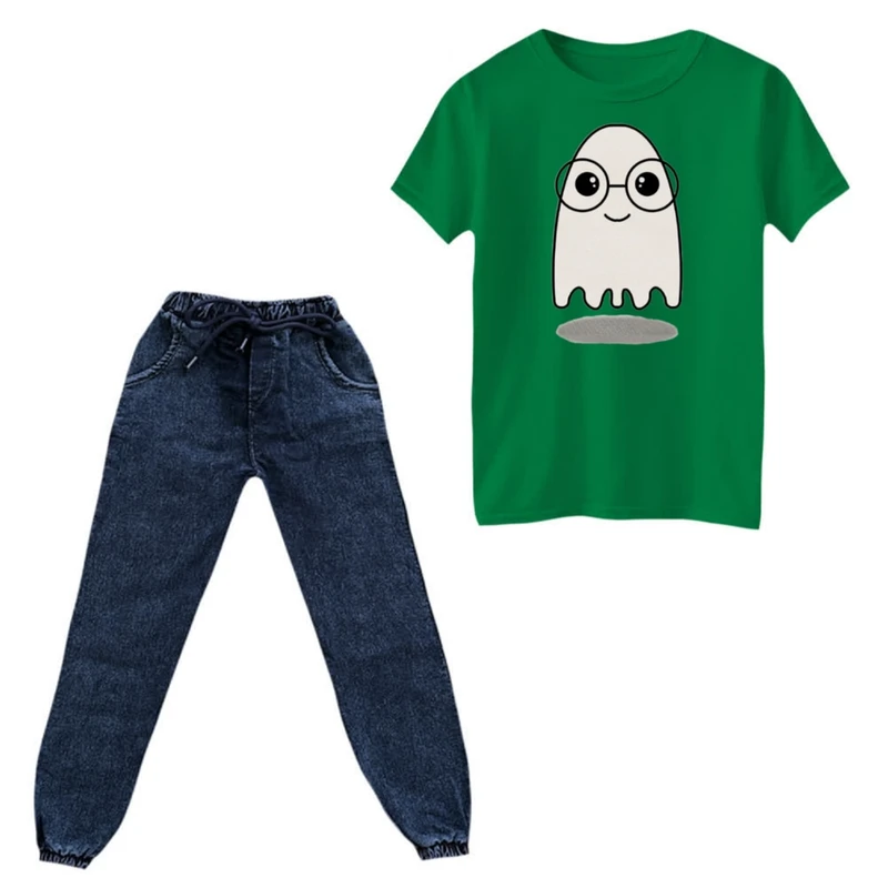 ست تی‌شرت و شلوار دخترانه مدل روح عینکی