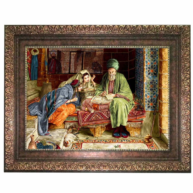 تابلو فرش ماشینی نقش نگار رضوی طرح مکتب خانه کد 746P