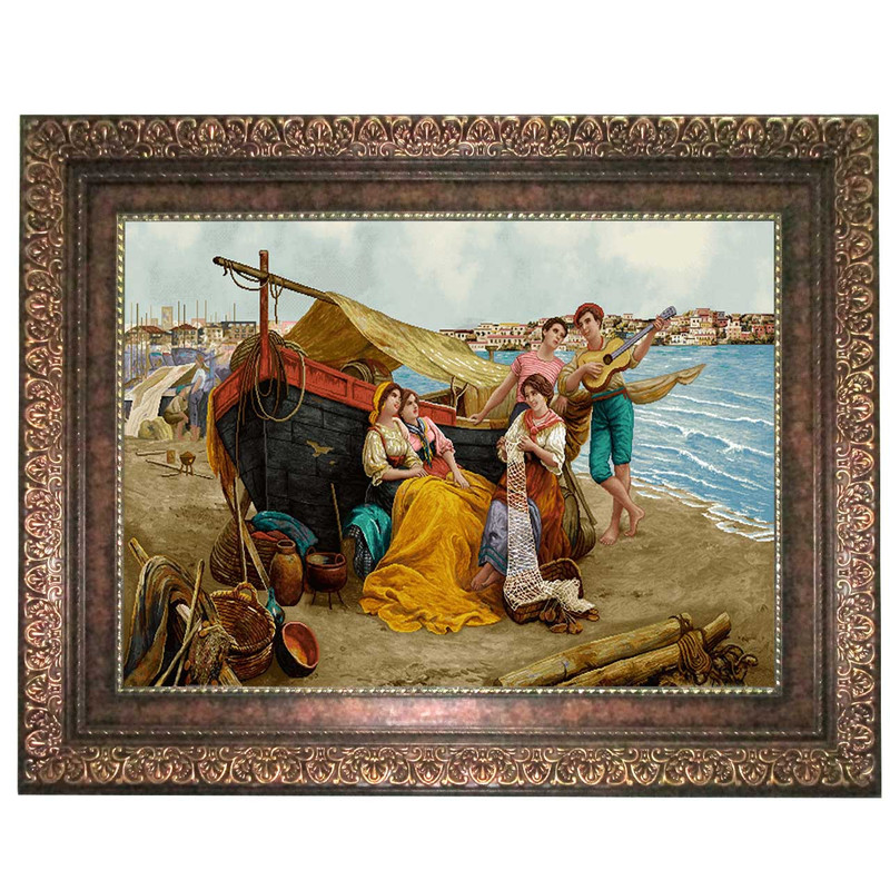 تابلو فرش ماشینی نقش نگار رضوی طرح جشن ساحل کد 765P