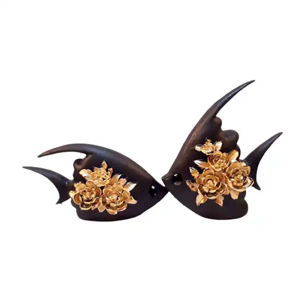 مجسمه مدل ماهی گل دار مجموعه 2 عددی