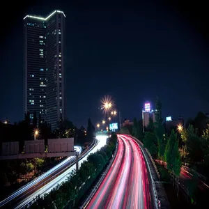 پوستر دیواری سه بعدی مدل منظره شهری خیابان ساختمان شب DVRF1846