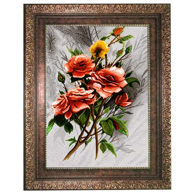 تابلو فرش ماشینی نقش نگار رضوی طرح گل رزکد 461KP