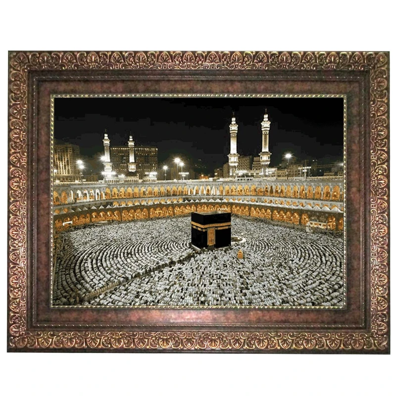 تابلو فرش ماشینی نقش نگار رضوی طرح کعبه کد 526P