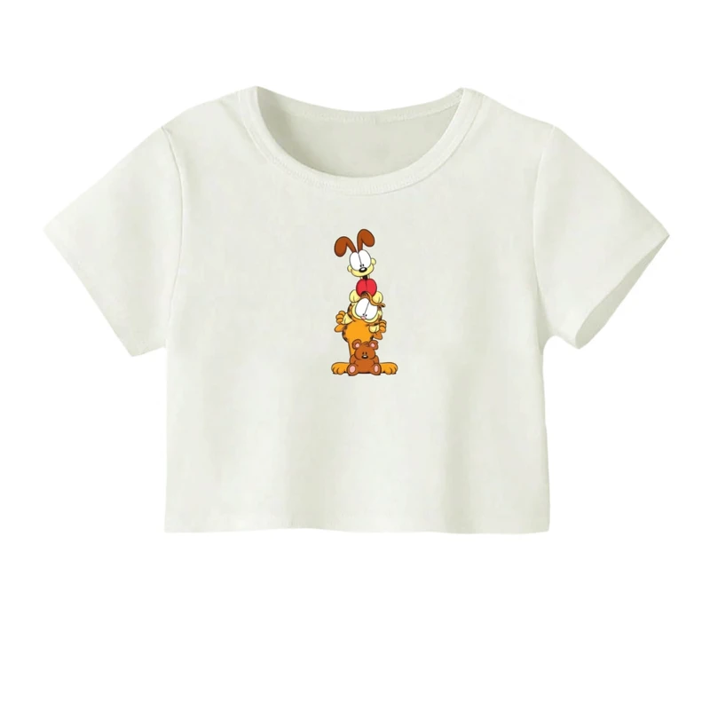 کراپ‌ تی‌شرت آستین کوتاه زنانه مدل گارفیلد کد 01