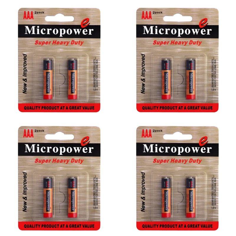 باتری نیم قلمی میکرو پاور مدل super heavy duty مجموعه 8 عددی