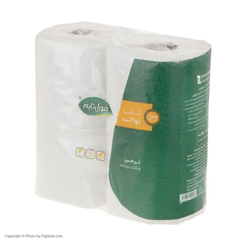 دستمال توالت فول تایم مدل رولی بسته 4 عددی
